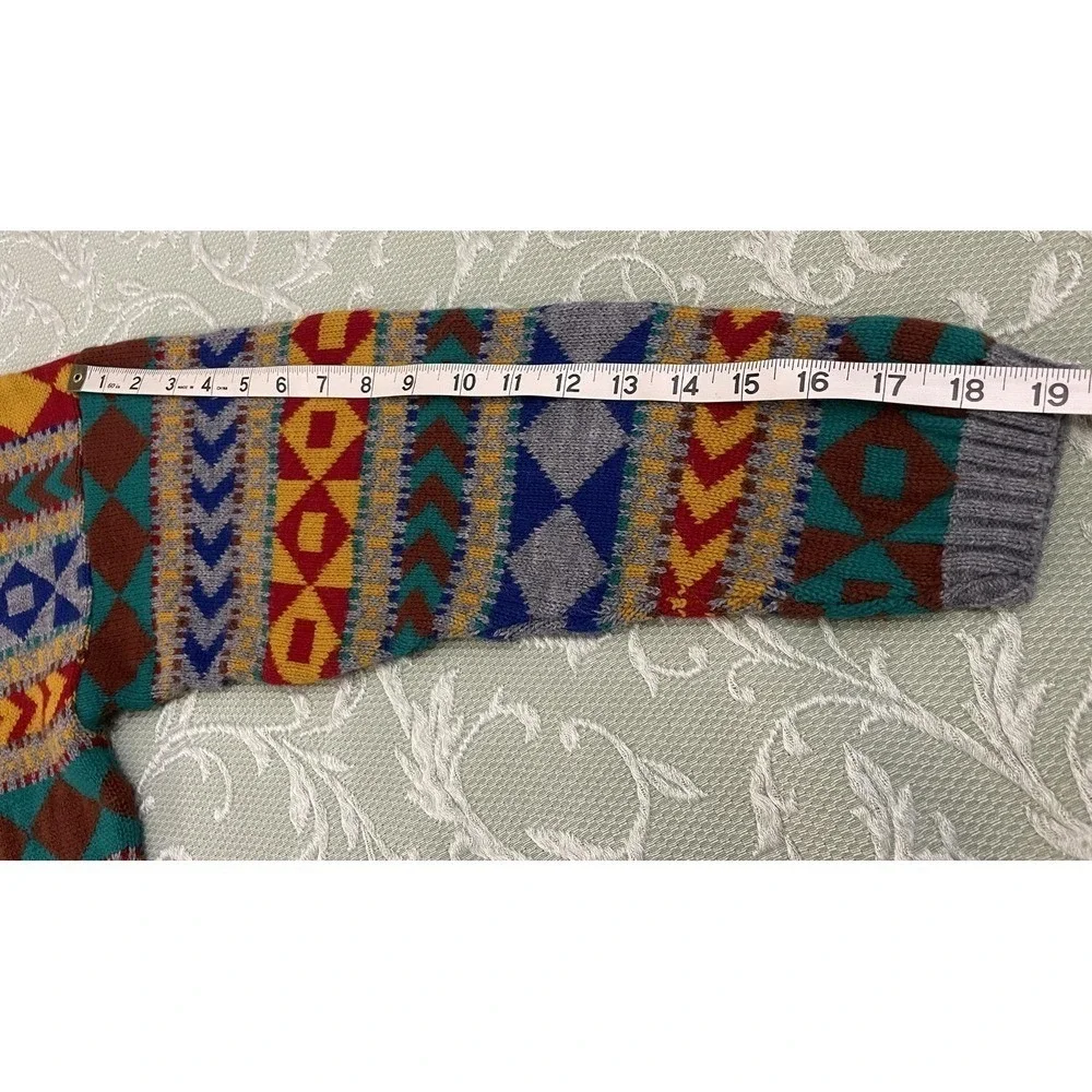 Vintage Lerner! Sweater Womens Large Multicolor Geometric Mock Neck 80s‎